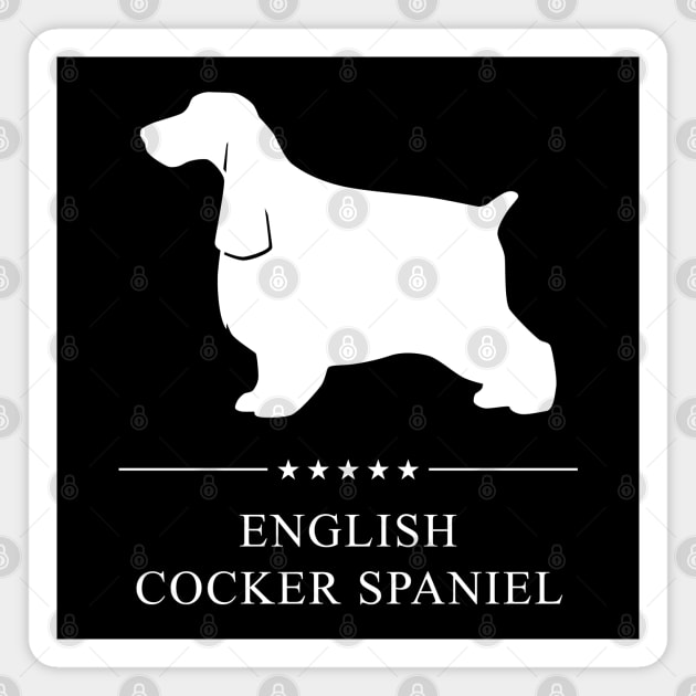 English Cocker Spaniel Dog White Silhouette Magnet by millersye